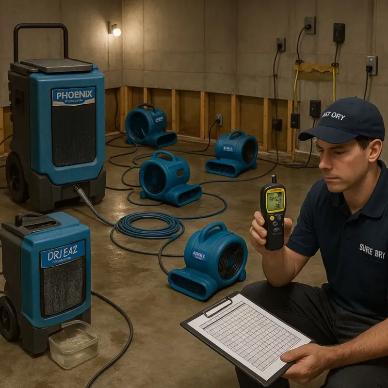 Structural Drying and Dehumidification process in Dandridge, TN